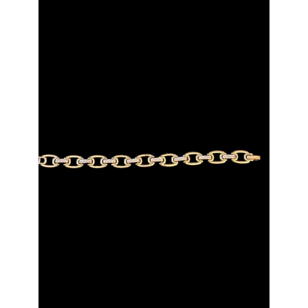 New Adina Eden Gold Tone Pavé Link Bracelet Clear Crystal Chain 6 1/2" statement - Picture 3 of 6